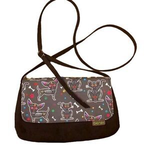 Petite Benik Crossbody Bag with Los Dios De Los Muertos Kitties & Puppies